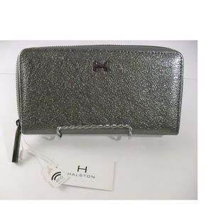 NWT - Halston Silver Zip around Wallet - Clutch